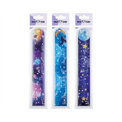 Линейка 15см MESHU "Universe" ПВХ с блестками, ассорти, европодвес