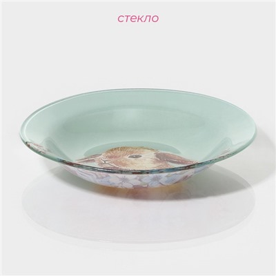 Тарелка глубокая Доляна «Кролик», 300 мл, d=18.5 см, стекло