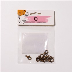 Замок карабин СМ-536, 10 шт. 12×7 мм, цвет чернёной медный