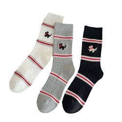 Cotton knee socks, Korean style, with embroidery, mid-length, western style
