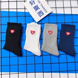 Cotton sports brand knee socks for men and women for beloved, with embroidery, mid-length