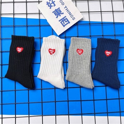 Cotton sports brand knee socks for men and women for beloved, with embroidery, mid-length