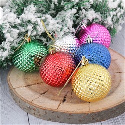 Ёлочные игрушки «Прокси шипы», шары новогодние, d=6 см, 6 шт., МИКС