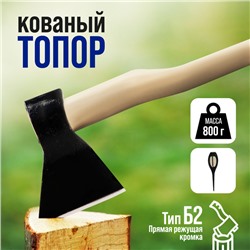 Топор кованый ТУНДРА, деревянное топорище Б2, 800 г, порошковое покрытие