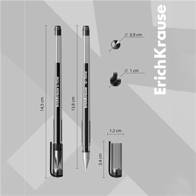 Ручка гелевая ErichKrause G-Tone, узел 0.5 мм, чернила чёрные, длина линии письма 500 метров