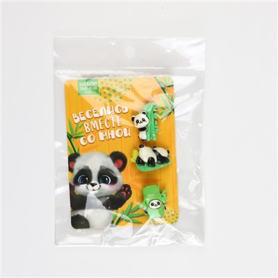 Значки пластиковые «Панда», набор 3 шт., 3×2 см