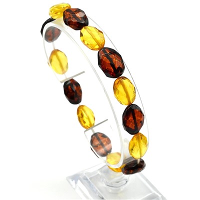 Браслет из янтаря овал гр.10*13мм лимонный, т.коньячный, 6,6гр