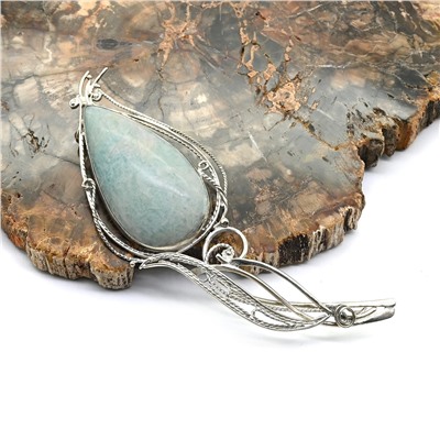 Брошь из амазонита 92*32мм