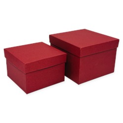 Набор коробок - квадрат 2 шт, Бордовый точка 5, 10,5*10,5*7,3-12,5*12,5*9,3 см.