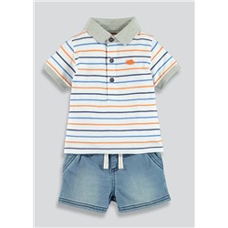 Boys Polo Shirt & Denim Shorts Set (Newborn-23mths)