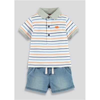 Boys Polo Shirt & Denim Shorts Set (Newborn-23mths)