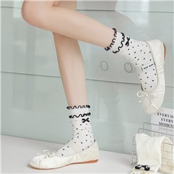 Cotton three dimensional knee socks with bow, internet celebrity, mid-length