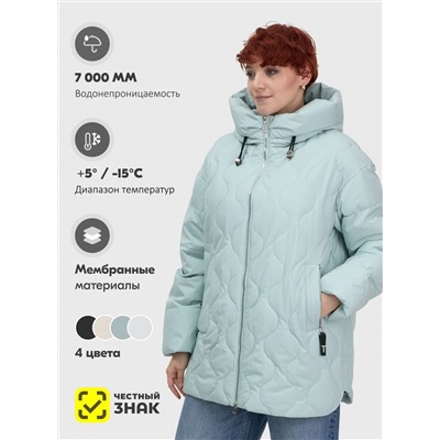 Куртка женская демисезонная с капюшоном бирюзового цвета 1140Br