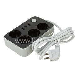 Сетевой фильтр (CX-U314) 1.8м 4 розетки/3USB (белый)