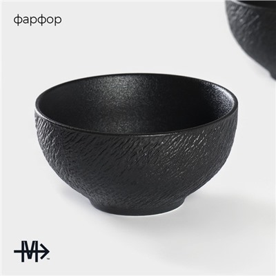 Салатники Magistro Lofty, 600 мл, d=14 см, набор 2 шт., фарфор, чёрные