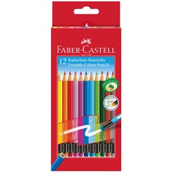 Карандаши цветные стираемые Faber-Castell, 12цв., заточен., картон, европодвес