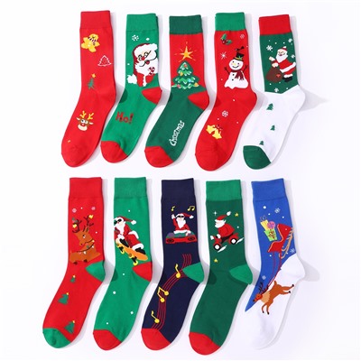 Haichin Tide, Christmas brand trend socks, mid-length, European style