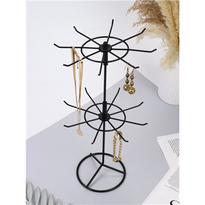 Вертушка, 2 яруса по 8 крючков, 21.5×21.5×41 см, чёрная