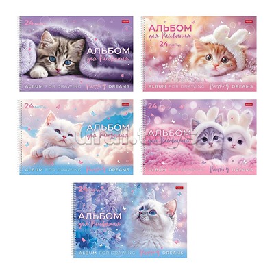 Альбом для рисования 24л "Нежные мечты" А4 на гребне 5 диз.в блоке