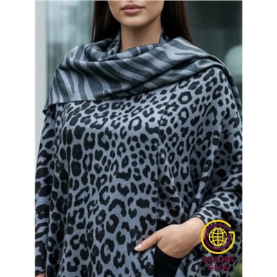 Палантин теплый кашемировый с двусторонним принтом Арт 2322/1
