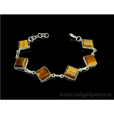 Браслет тигровый глаз "Ромб", 19 см.