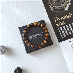 Браслет из камня тигровый глаз, камни диаметром 10мм