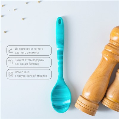 Ложка гарнирная Доляна «Парус», силикон, 20.5 см, голубая