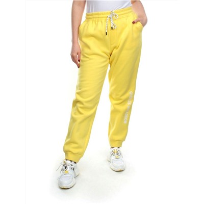 M053 YELLOW Брюки спортивные женские на флисе (100% хлопок) 7986