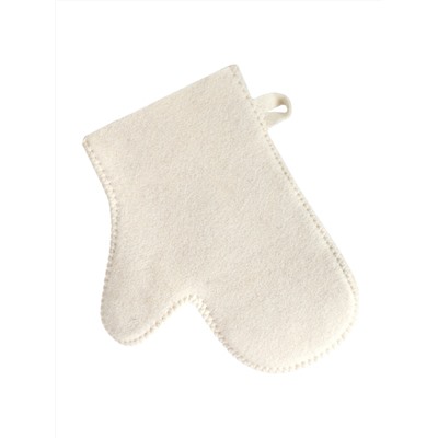 Рукавица банная, фетр белый