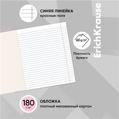 Тетрадь 18 листов в линейку ErichKrause «Классика», обложка мелованный картон, блок офсет, розовая