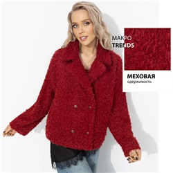 Полупальто из мягкого экомеха, Слишком заметна (красный закат, oversize, 42-48)