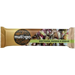 Батончик Nut&Go Фисташка, малина и кешью 28 г (упаковка 24 шт)/КДВ