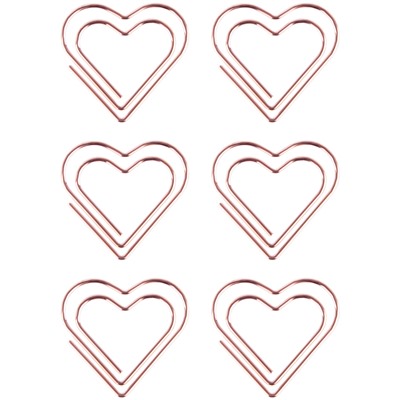 Скрепки фигурные 27мм, Meshu "Hearts", 6шт., пакет с европодвесом
