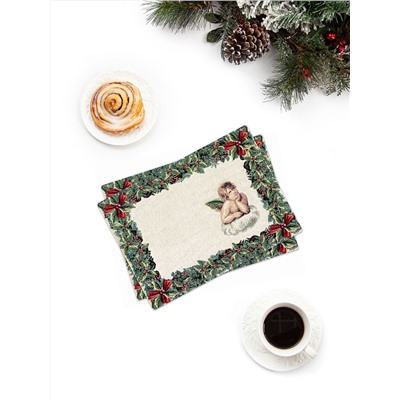 Винтажный венок Ангел Комплект салфеток 2шт 35х45 люрекс 2106824 гобелен в винтажном стиле