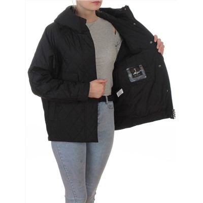 9606 BLACK Куртка стеганная демисезонная женская (100 гр. холлофайбер)