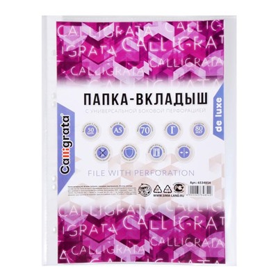 Файл - вкладыш Calligrata, А5, 80 мкм, плотный, глянцевый, вертикальный, 50 штук