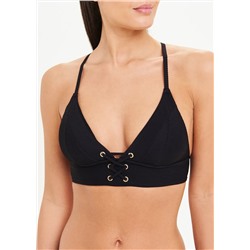 Eyelet Ribbed Triangle Bikini Top