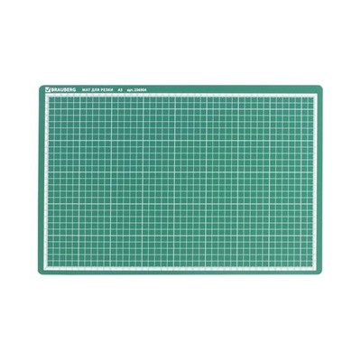 Коврик (мат) для резки BRAUBERG 3-слойный, А3 (450х300мм), двусторонний, толщина 3мм, зеленый,236904