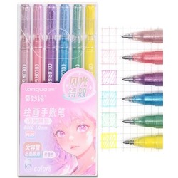 Набор гелевых ручек 6цв DH-249 "Пастельные" 1,0мм с глиттером 331768/72/Китай