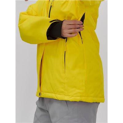 Горнолыжная куртка женская зимняя желтого цвета 7017J