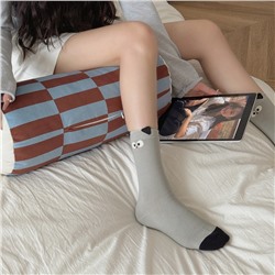 Apple, Tide, demi-season Japanese cute cartoon knee socks, Korean style, mid-length