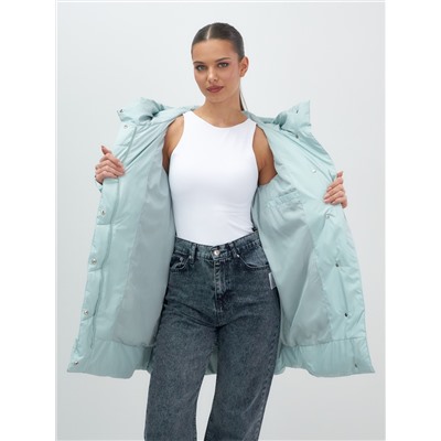 Куртка женская демисезонная с капюшоном бирюзового цвета 1139Br