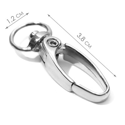 Карабин металлический, 38×12 мм / 10×1 мм, 6 шт., цвет серебряный