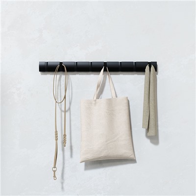 Вешалка настенная Flip, 8 крючков, черная