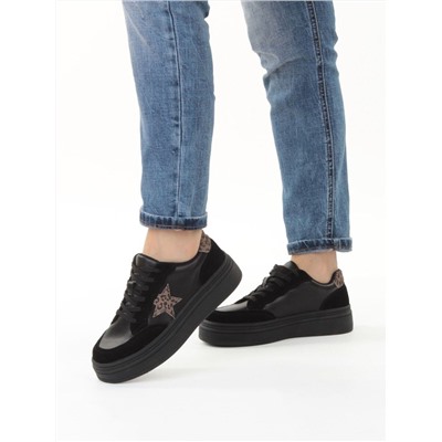 03-YE475-1 BLACK Кроссовки женские (натуральная кожа)