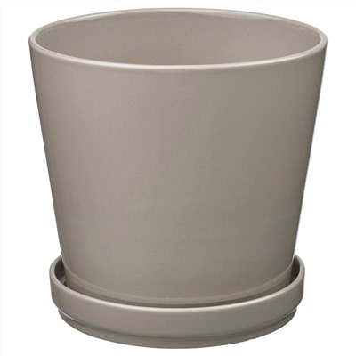 KLOTLÖNN, Blumentopf mit Untersetzer, drinnen/draußen/grau/beige,, 19 cm