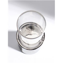 Подсвечник на 1 свечу «Гладь», керамика, стекло, d=8 см, серебро, 10×10×29.5 см