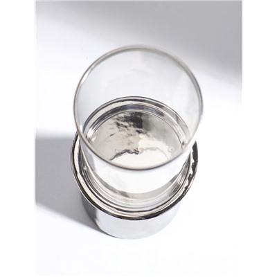 Подсвечник на 1 свечу «Гладь», керамика, стекло, d=8 см, серебро, 10×10×29.5 см