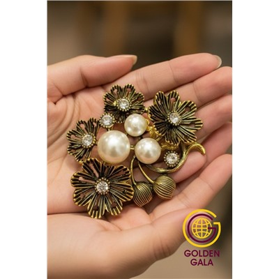 Брошь с жемчугом бронза БР4/7
