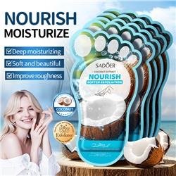 Питательные отшелушивающие маски-носочки для ног с кокосовым маслом SADOER Coconut Extract Nourish soften exfolation, 40 гр
